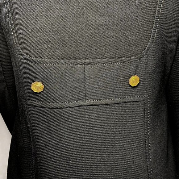 ERIN SNOW Leather ruffle trim long wool coat - Picture 6 of 7